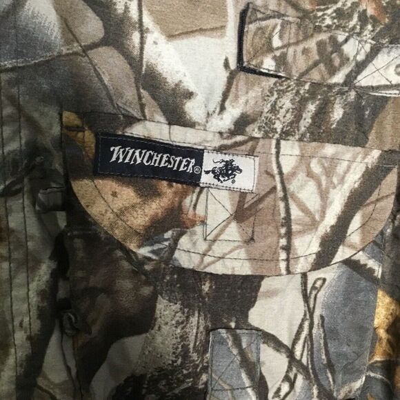 VTG Winchester Men Vented Lightweight Hunting Camo Long Sleeve Button Up Shirt L - Picture 3 of 12